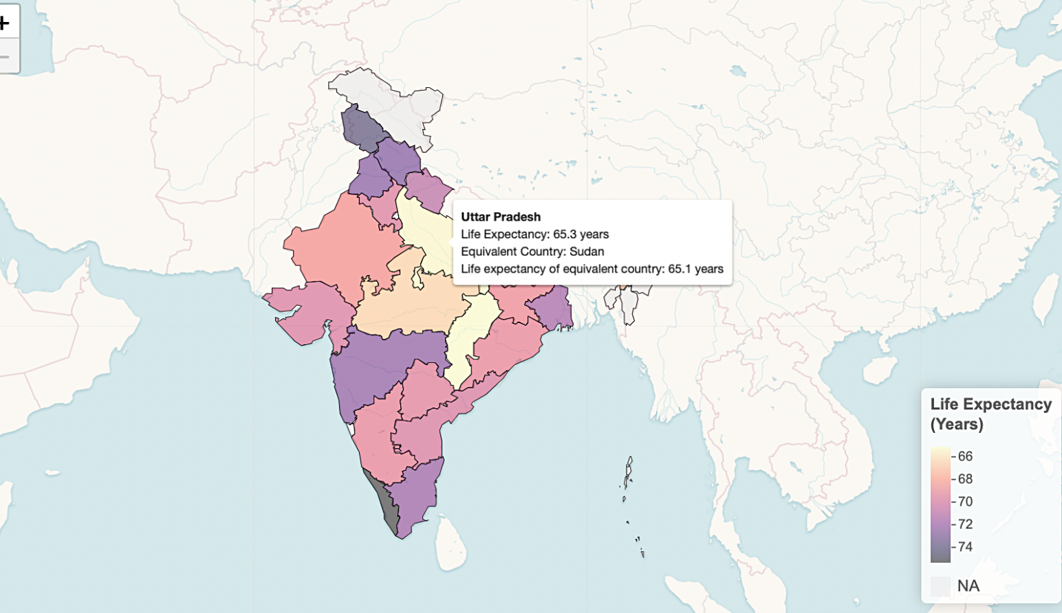 Picture This: If Indian States Were Countries – Life Expectancy