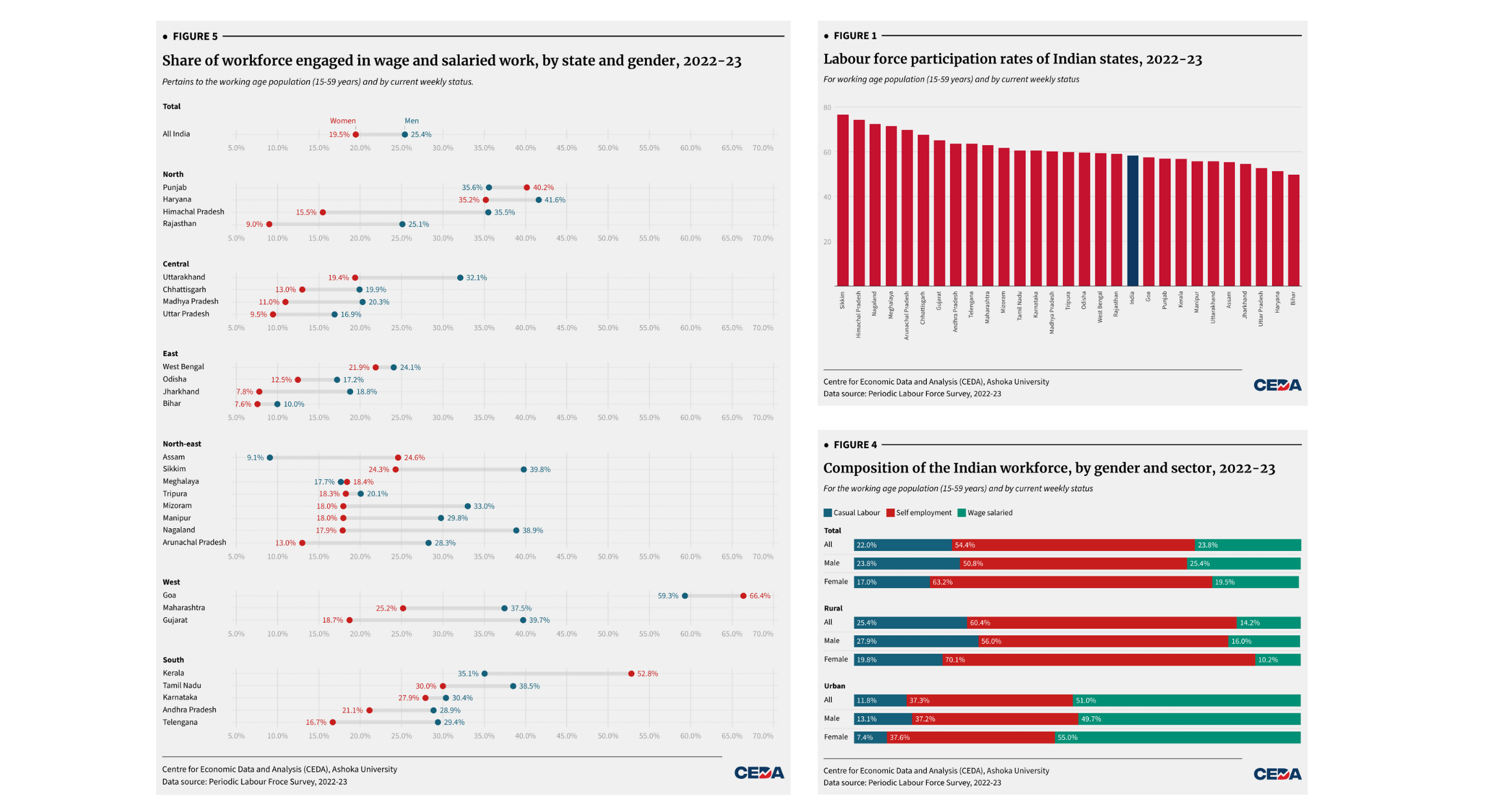 How does labour force participation vary across Indian states?